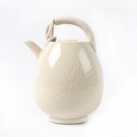Antique Chinese Cream Glazed Pottery Water Dropper Pot
