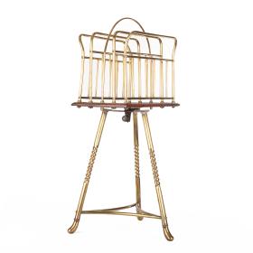 Antique Edwardian Brass Swivel Magazine Rack
