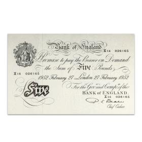 A Genuine Vintage White £5 Bank of England Banknote