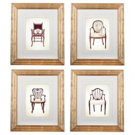 A Set of Four Photographic Prints of Antique Chairs