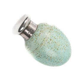 Antique Victorian Ceramic and Silver Egg Perfume Bottle