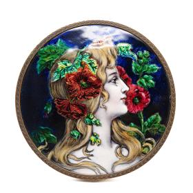 Fine Antique Limoges Enamel Portrait by Louis Dalpayrat