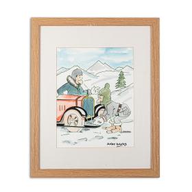 Original Humerous Watercolour of the Paris-Dakar Rally