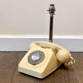 20th Century Cream Rotary Dial Telephone Upcycled Lamp