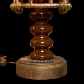 Vintage Upcycled Copper and Brass Heavy Insulator Steampunk Lamp