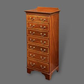 A Quality Edwardian Mahogany Inlaid Pedestal Chest Of Drawers