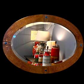 Arts & Crafts Oval Copper Wall Mirror