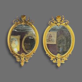 Rare Pair of Regency Gilt Gesso Carved Mirrors