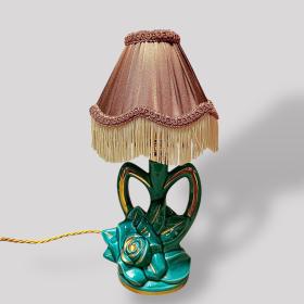 20th Century Ceramic Table Lamp with Handmade Shade