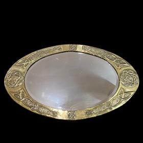 Arts & Crafts Oval Brass Framed Wall Mirror
