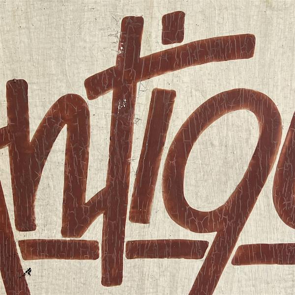 Vintage Hand Painted Wooden Antiques Sign
