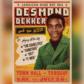 Desmond Dekker Town Hall Ballroom Framed 33 x 23 inches  Torquay Retro Poster