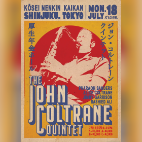 John Coltrane Jazz Tokyo Framed  33 x 23 " Retro Poster